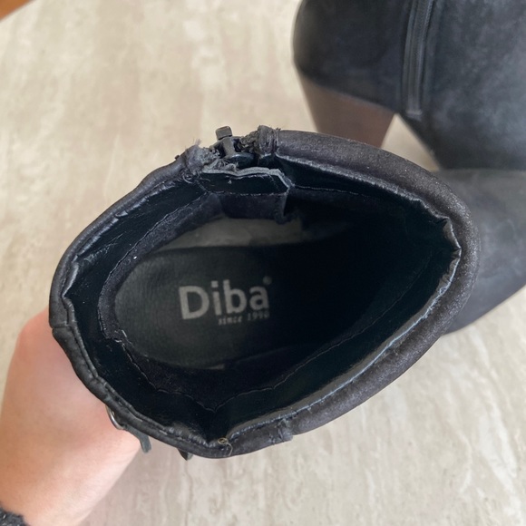 DIBA Black Leather Ankle Boots Western Heel 6.5 - Picture 5 of 7